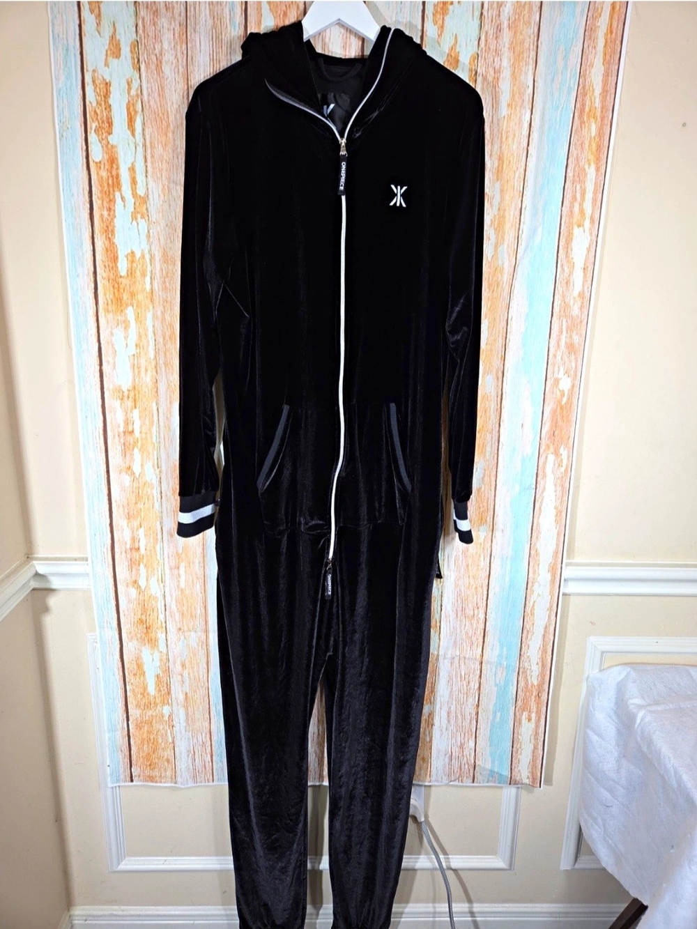 Onepiece Jumpsuit Unisex L Black Velour Original Velvet Legacy Hooded